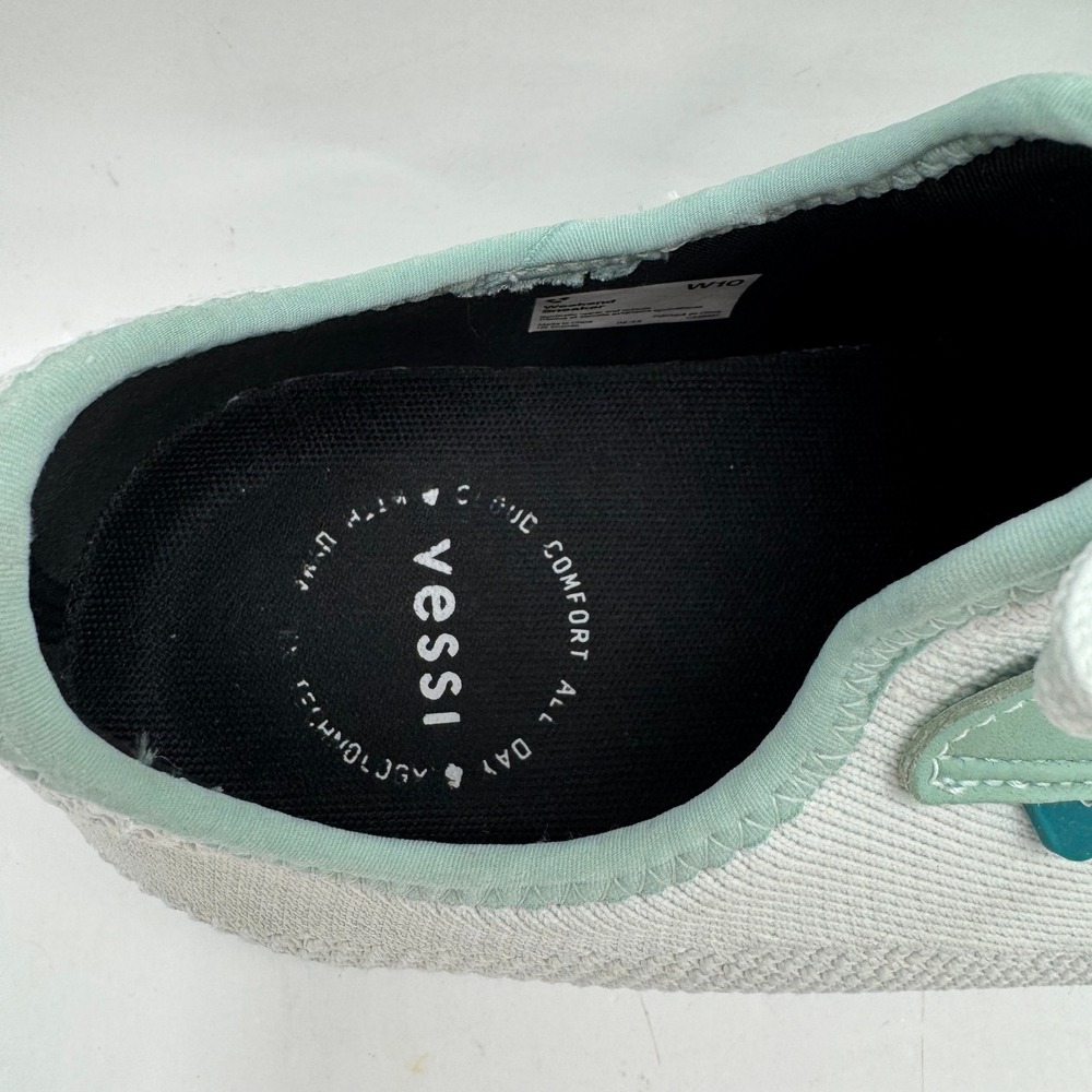 Vessi Weekend Sneaker Women 10 Grey Sage Green Waterproof Knit Low Top Shoes - Picture 11 of 12